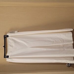NWT Jacqueline Ferrar Winter White Womens Midi Skirt With Lining Size 12 Stretch